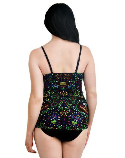 Retro Swimsuit by Too Fast Clothing - Mexican Day of the Dead - SALE sz S only