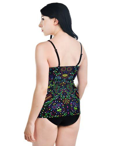 Retro Swimsuit by Too Fast Clothing - Mexican Day of the Dead - SALE sz S only