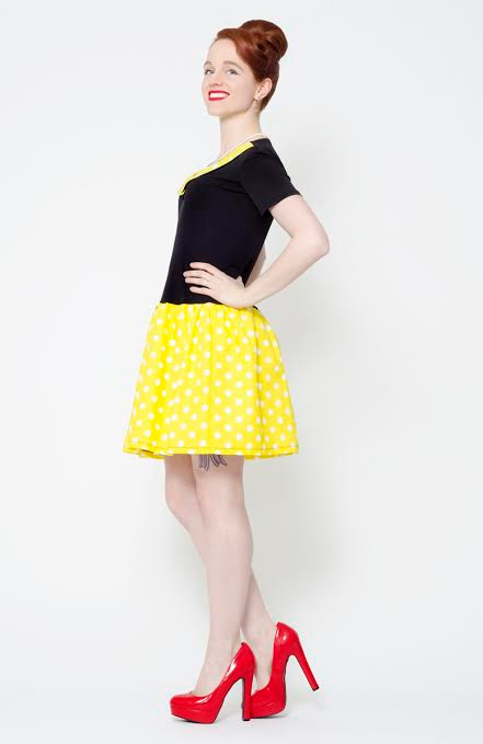 Pop Life Mod Dress by Putre-Fashion - in Black & Yellow Polka Dot - SALE