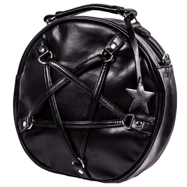 Dark Gothic Rock Punk Style Pentagram Star Shaped Studded Tote Bag