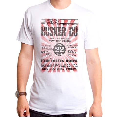 Husker Du- New Day Rising Tour Poster on a vintage white ringspun cotton shirt by Goodie Two Sleeves (Sale price!)