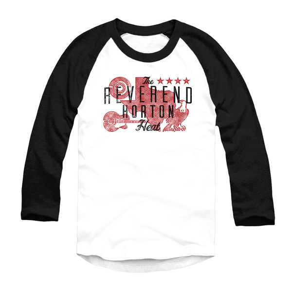 Reverend Horton Heat- Logo on a white/black 3/4 sleeve shirt