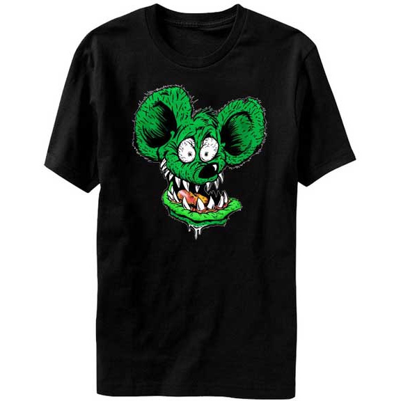 Rat Fink- Rat Face on front, Ed Big Daddy Roth on back on front, Ed Big Daddy Roth on back on a black shirt