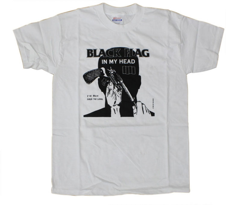 Black Flag- In My Head on a white shirt
