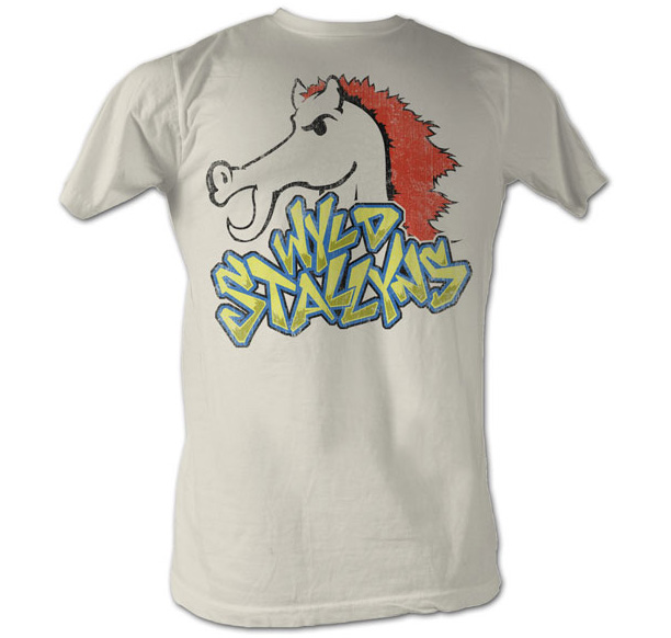 Bill & Teds Excellent Adventure- Wyld Stallyns on a natural shirt