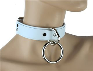 1 Ring Bondage Choker in White by Funk Plus - Vegan Leather