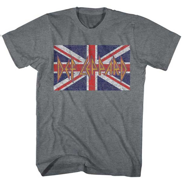 Def Leppard- Flag Logo on a charcoal heather ringspun cotton shirt