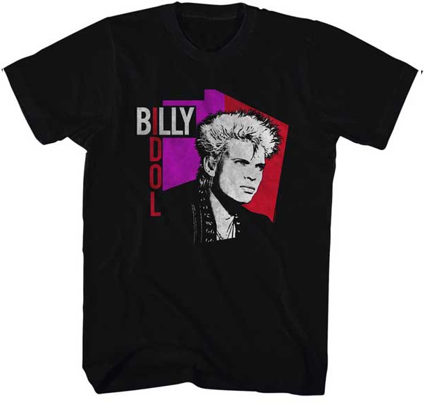 Billy Idol- Vintage Idol on a black ringspun cotton shirt