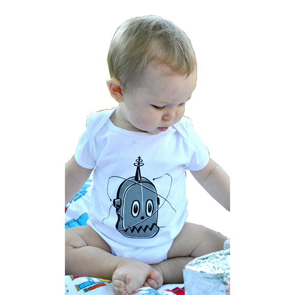 Robot Head on a white onesie by Lucky Mule (Sale price!)