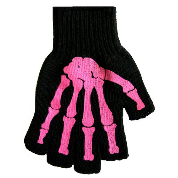 Fingerless Gloves- Pink Skeleton