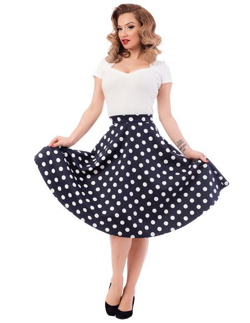Blue & White Polka Dot Thrills High Waisted Skirt By Steady Clothing - SALE