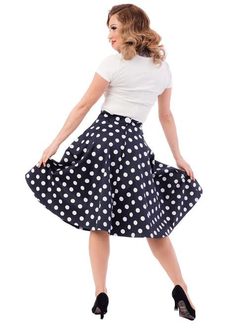 Blue & White Polka Dot Thrills High Waisted Skirt By Steady Clothing - SALE
