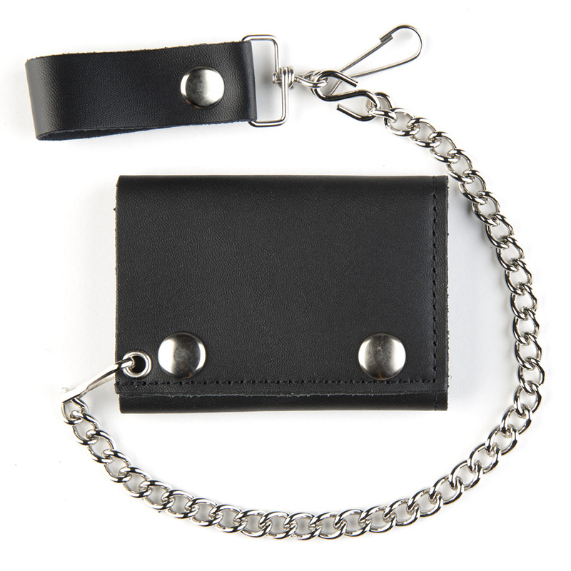 Black Leather Wallet (comes with chain!)