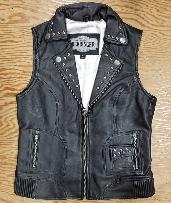 Derringer Lambskin Studded Womens Motorcycle Vest