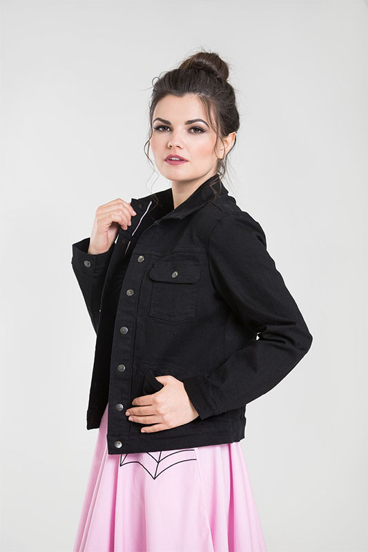Indiana Black Denim Jacket by Hell Bunny - SALE XS only
