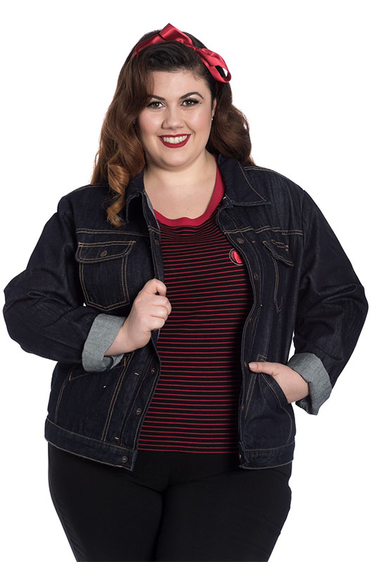 plus size black denim jacket