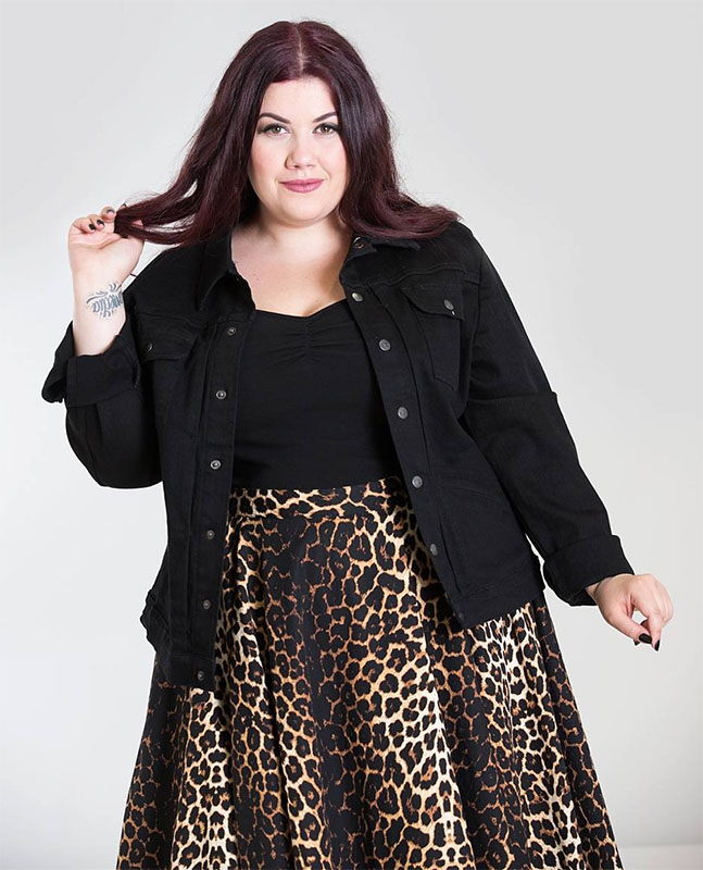 plus size black denim jacket