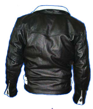 British Style 2 Tone Leather Biker Jacket- BLACK/WHITE