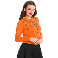 Under Her Web Spell Cardigan by Banned Apparel - in Orange - SALE sz S only