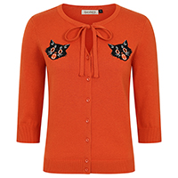 Mia Scaredy Cat Cardigan by Banned Apparel in Orange- Plus