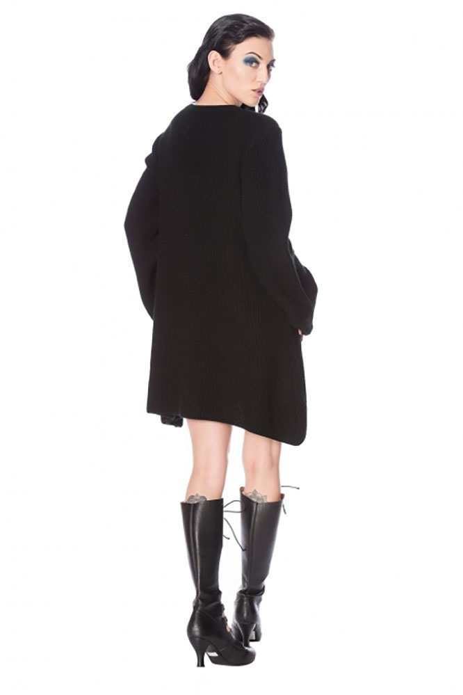 Black Magma Over-sized Sweater Dress by Banned Apparel 