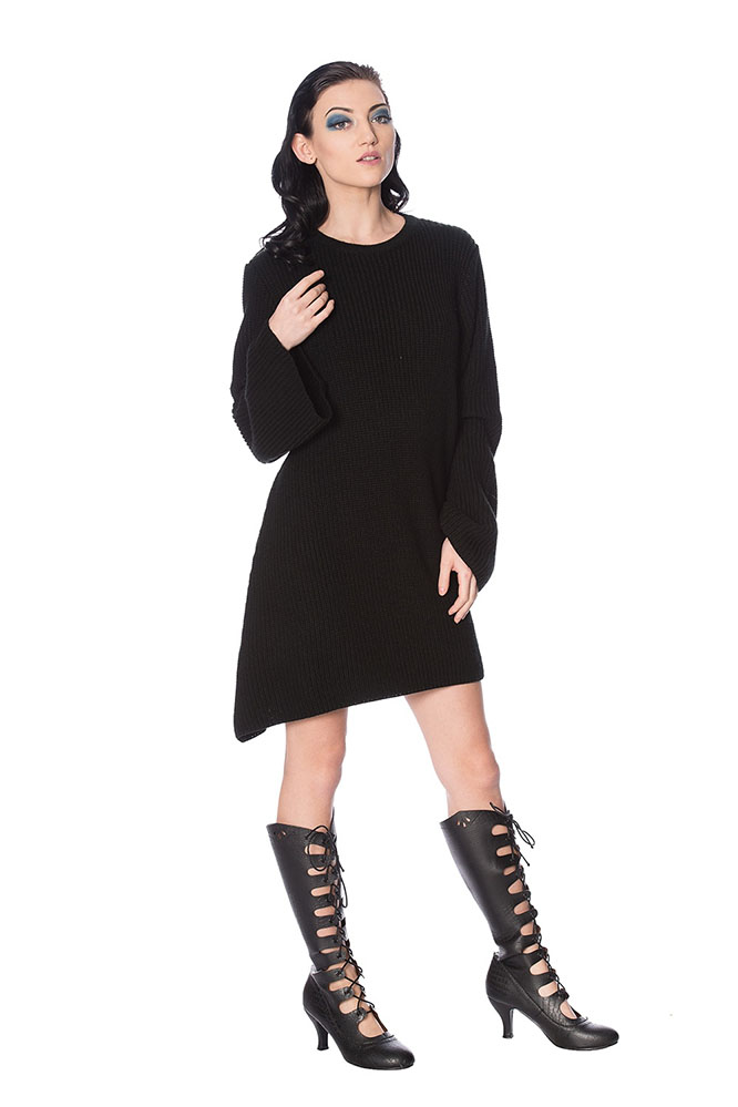 Black Magma Over-sized Sweater Dress by Banned Apparel - SALE sz S only