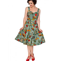 Summer Moon Frida Kahlo Print Vintage Style Dress by Banned Apparel - SALE S only