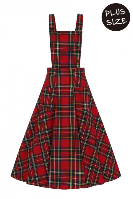 Sweet Tartan Pinafore Convertible Skirt/Dress by Banned Apparel - Plus Size - SALE 2X only