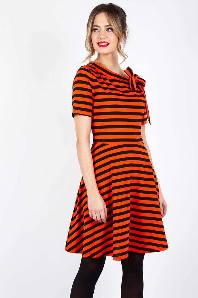 orange flare dress