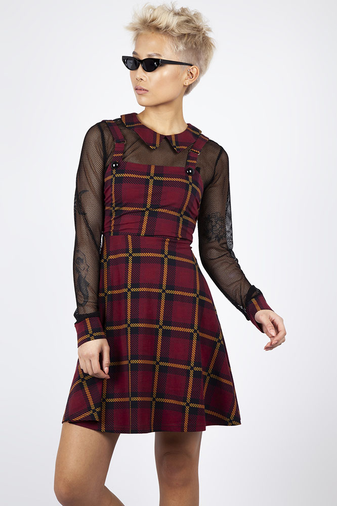 burgundy tartan dress