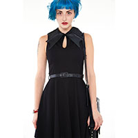 Bat Collar Black Knit Flare Dress by Jawbreaker - SALE - sz S only
