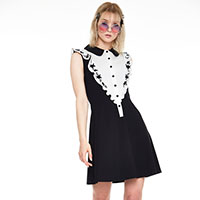 Button Down Knit Dress With Rose Embroidered Yoke by Jawbreaker