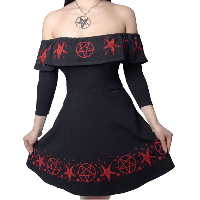 Satanic Circle Baphomet Ruffle Dress by Kreepsville 666