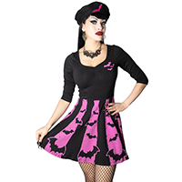 Bat Stripe Skater Dress by Kreepsville 666 - Pink