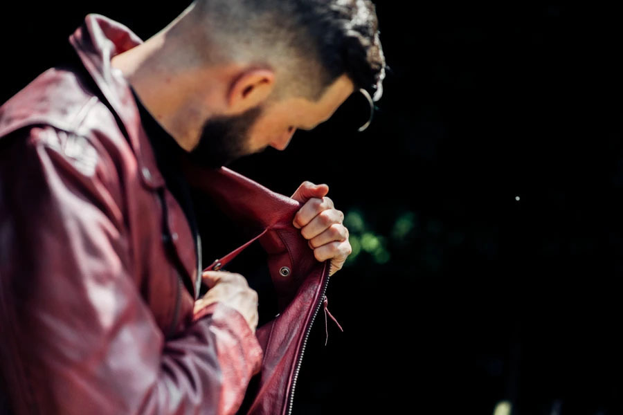 Fillmore Naked Cowhide Premium Motorcycle Jacket (Oxblood) by First MFG (Sale price!)