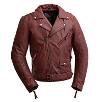 Fillmore Naked Cowhide Premium Motorcycle Jacket (Oxblood) by First MFG (Sale price!)