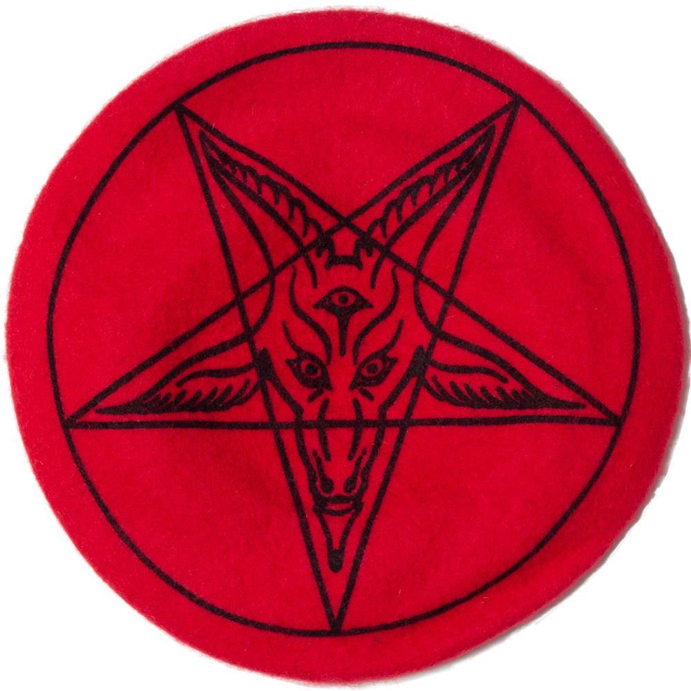 Red Goat Head Baphoment Beret by Kreepsville 666 - red