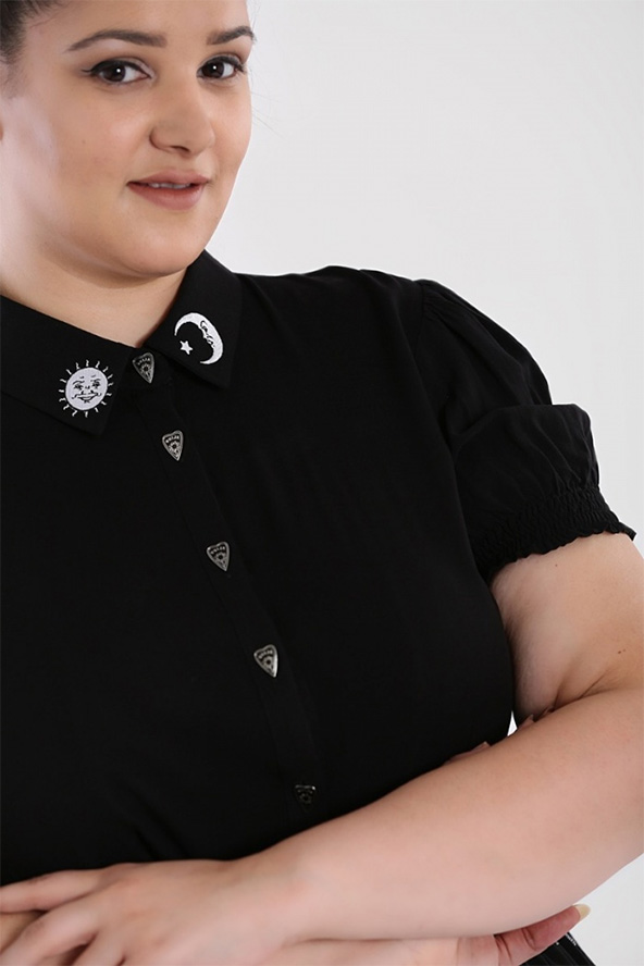 Plus Size Samara Ouija Button Blouse by Hell Bunny - SALE