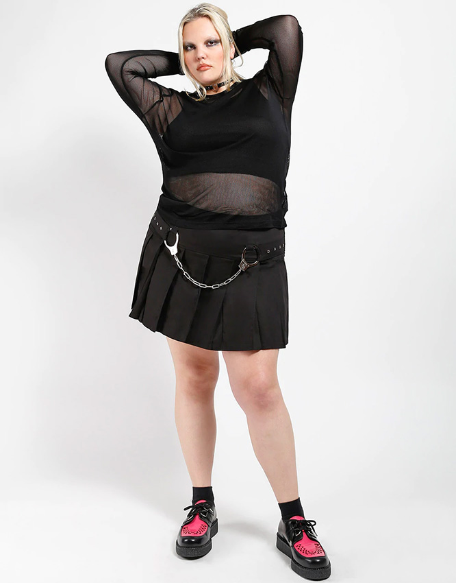 Curve Pleated Handcuff Mini Kilt Skirt by Tripp NYC - Plus Size