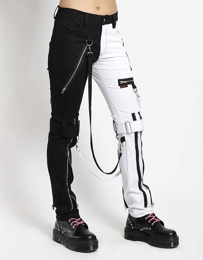 Split Leg Bondage Pants w Straps by Tripp NYC - Unisex Black & White