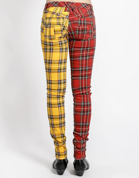 Split Personailty Split Leg Jean by Tripp NYC - Red Plaid & Yellow Plaid - SALE