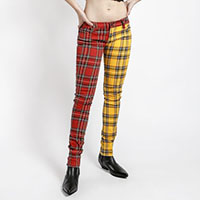 Split Personailty Split Leg Jean by Tripp NYC - Red Plaid & Yellow Plaid - SALE