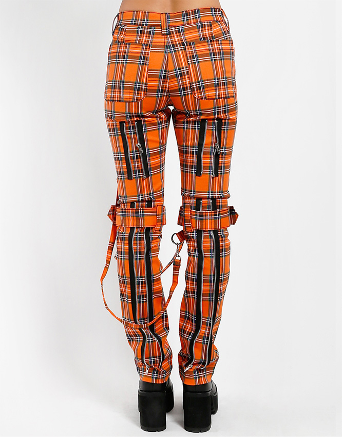 black and orange plaid pants