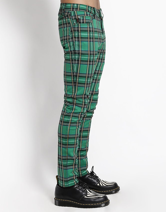 Tripp NYC Rocker Green Plaid Skinny Stretch Jeans