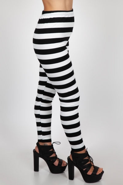 black and white striped leggings