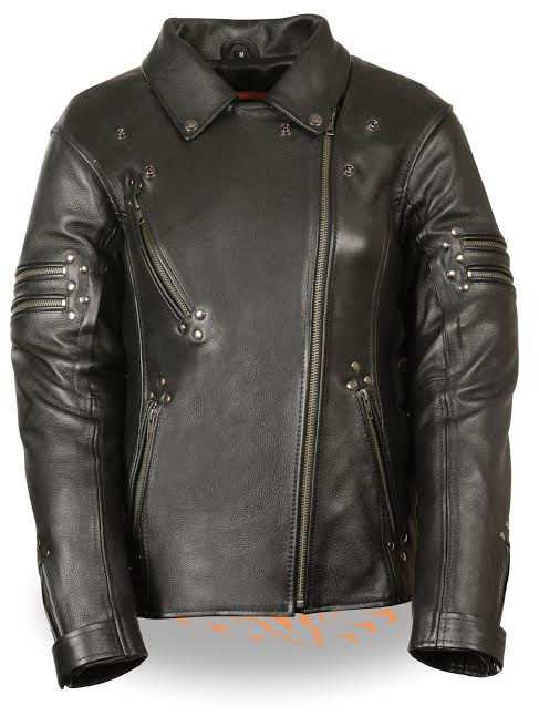 Ladies High Quality Zippered & Riveted Motorcycle Jacket by Milwaukee Leather (Sale price!)