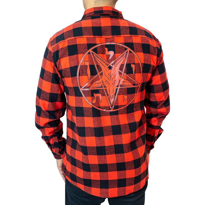 Satanic Circle Red Flannel Unisex Shirt by Kreepsville 666