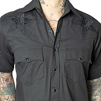 Hellbilly Baphomet button up Western shirt by Kreepsville 666 - black embroidery