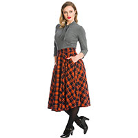 Miss Spooky 50's Orange Tartan Swing Skirt by Banned Apparel - SALE S only