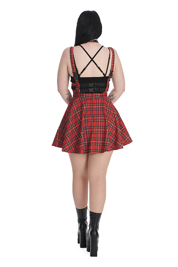 Lolita Red Tartan Harness Skirt by Banned Apparel 